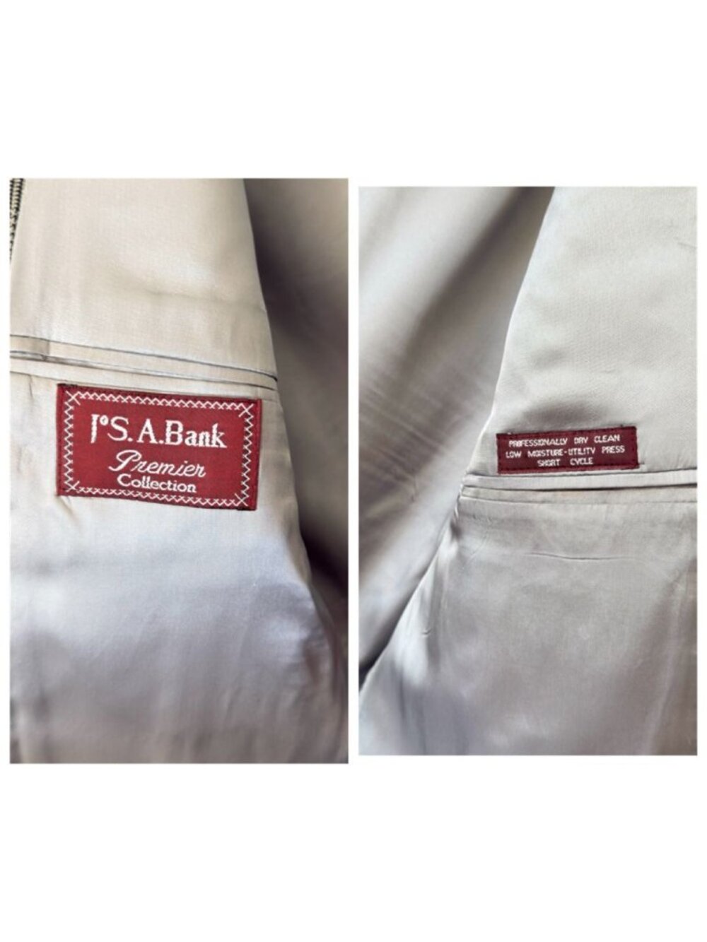 Joseph A. Bank Signature Collection Glen Plaid Beige & Black Suit 44L 2-Button 4 - Picture 8 of 16